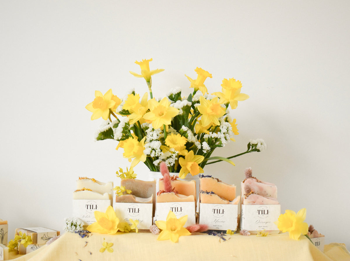Spring Daffodils soap collection by TILI Handmade Studio, inspired by the floral symbolism of rebirth and hope.